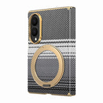 For Samsung Galaxy Z Fold8 Magnetic Case Ring Kickstand Hinge Design Electroplated Leather + PC Phone Cover