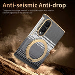 For Samsung Galaxy Z Fold8 Magnetic Case Ring Kickstand Hinge Design Electroplated Leather + PC Phone Cover