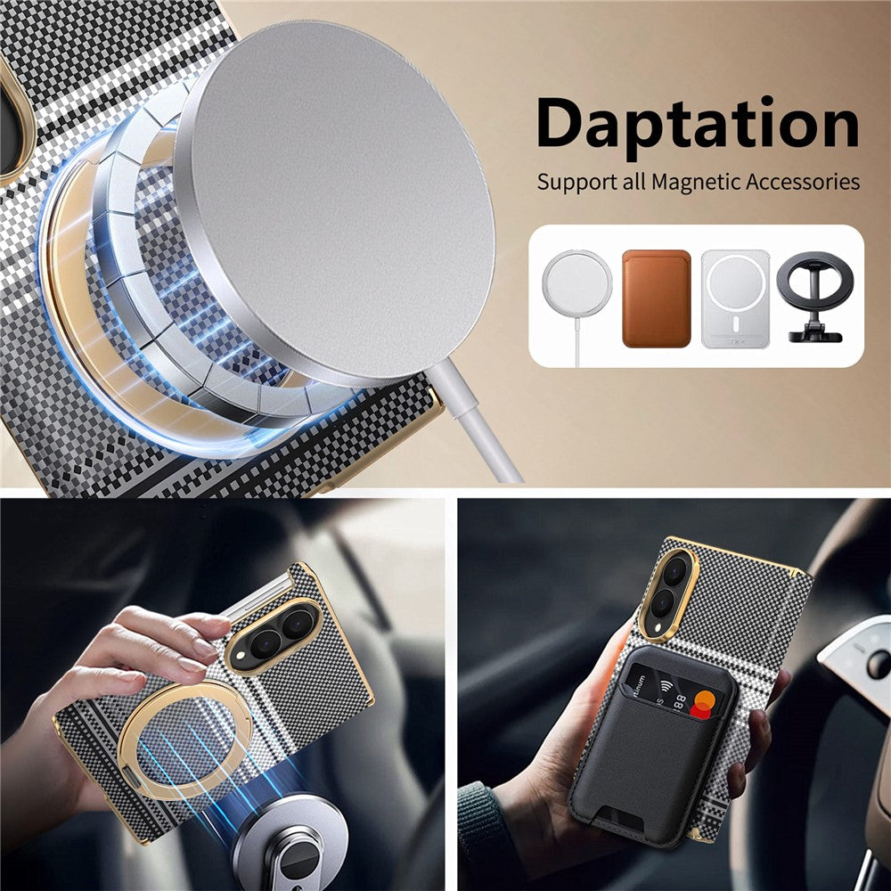 For Samsung Galaxy Z Fold8 Magnetic Case Ring Kickstand Hinge Design Electroplated Leather + PC Phone Cover