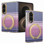 For Samsung Galaxy Z Fold8 Magnetic Case Ring Kickstand Hinge Design Electroplated Leather + PC Phone Cover
