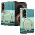 For Samsung Galaxy Z Fold8 Magnetic Case Ring Kickstand Hinge Design Electroplated Leather + PC Phone Cover