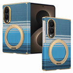 For Samsung Galaxy Z Fold8 Magnetic Case Ring Kickstand Hinge Design Electroplated Leather + PC Phone Cover