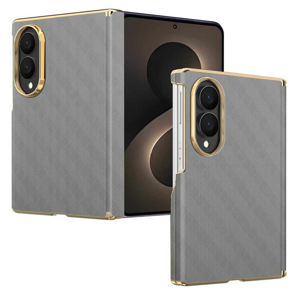 For Samsung Galaxy Z Fold8 Magnetic Case Dual-Axis Hinge Protection Grid Pattern Leather + PC Phone Back Cover