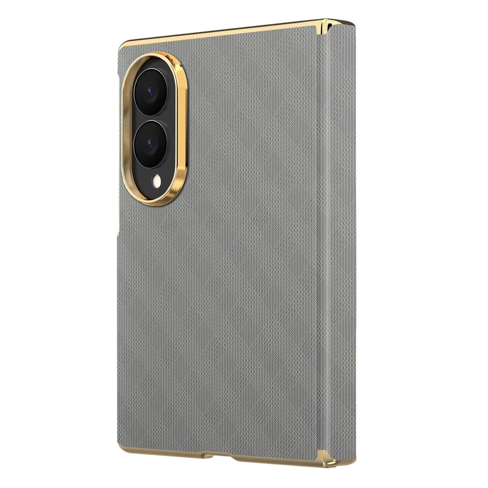 For Samsung Galaxy Z Fold8 Magnetic Case Dual-Axis Hinge Protection Grid Pattern Leather + PC Phone Back Cover
