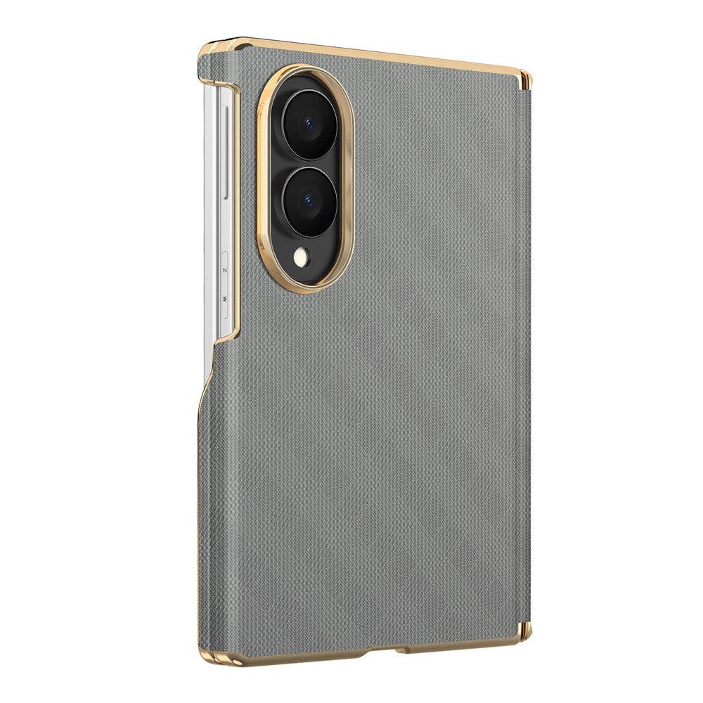For Samsung Galaxy Z Fold8 Magnetic Case Dual-Axis Hinge Protection Grid Pattern Leather + PC Phone Back Cover