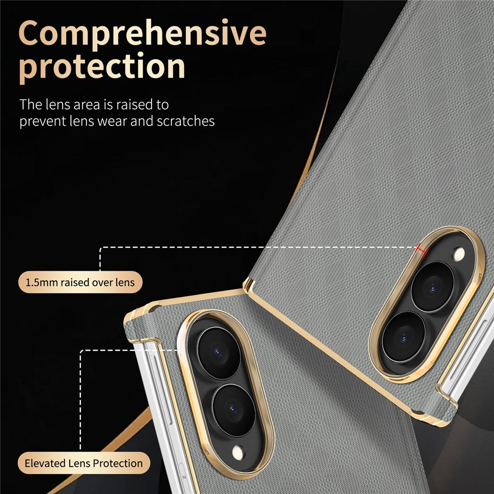 For Samsung Galaxy Z Fold8 Magnetic Case Dual-Axis Hinge Protection Grid Pattern Leather + PC Phone Back Cover