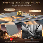 For Samsung Galaxy Z Fold8 Magnetic Case Dual-Axis Hinge Protection Grid Pattern Leather + PC Phone Back Cover