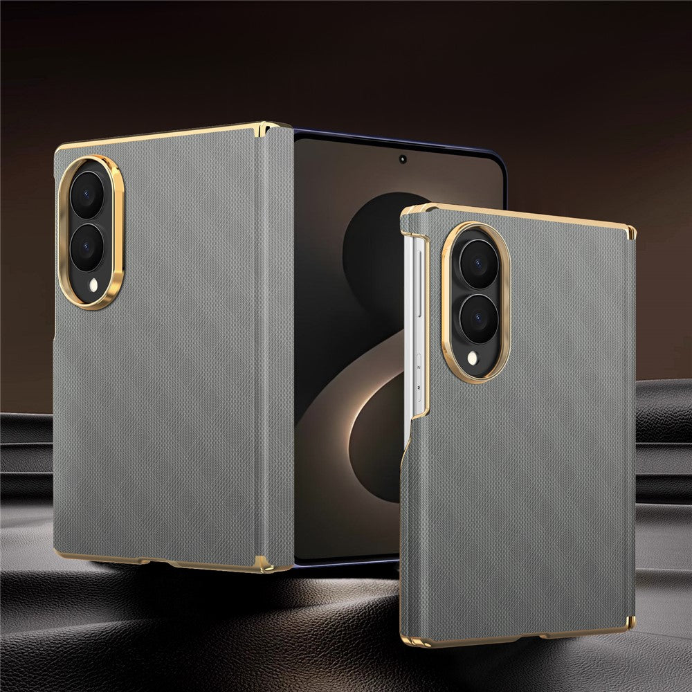 For Samsung Galaxy Z Fold8 Magnetic Case Dual-Axis Hinge Protection Grid Pattern Leather + PC Phone Back Cover
