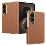 For Samsung Galaxy Z Fold8 Magnetic Case Dual-Axis Hinge Protection Grid Pattern Leather + PC Phone Back Cover