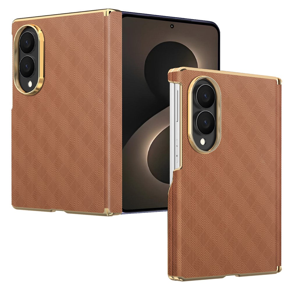 For Samsung Galaxy Z Fold8 Magnetic Case Dual-Axis Hinge Protection Grid Pattern Leather + PC Phone Back Cover