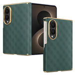 For Samsung Galaxy Z Fold8 Magnetic Case Dual-Axis Hinge Protection Grid Pattern Leather + PC Phone Back Cover