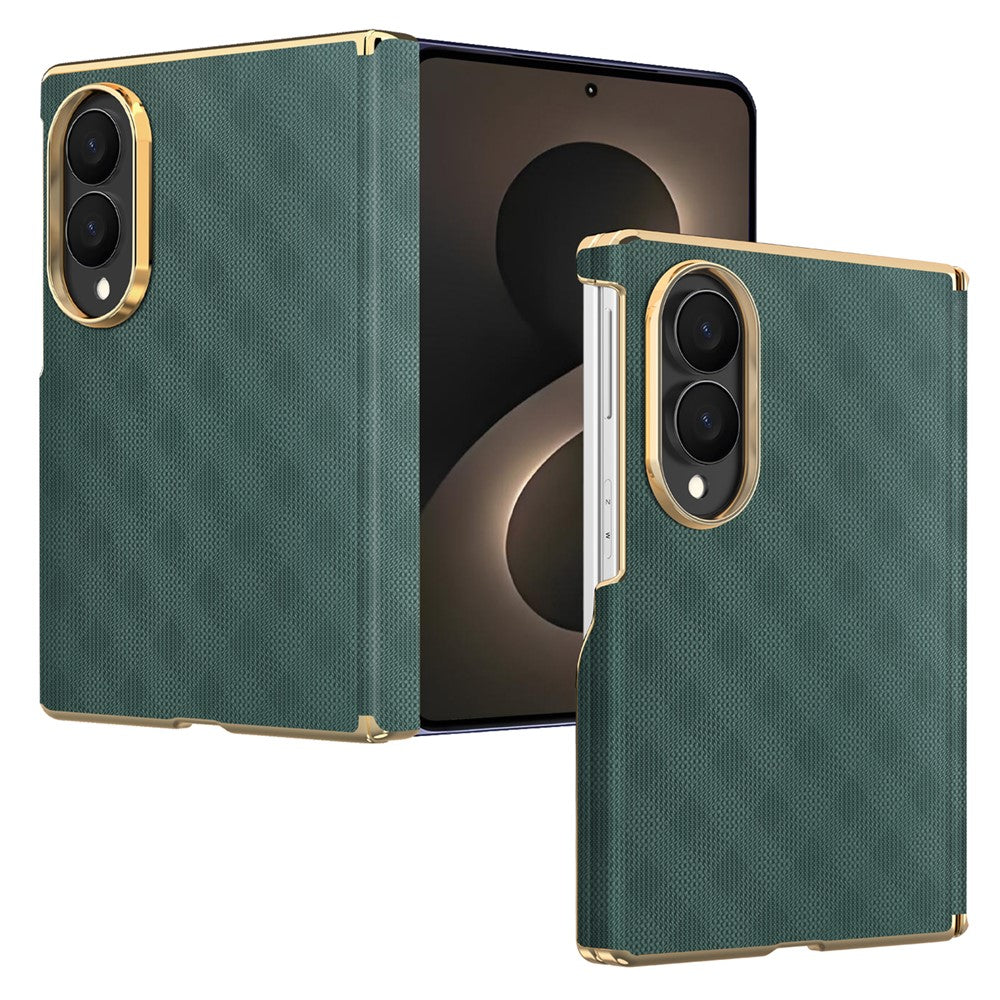 For Samsung Galaxy Z Fold8 Magnetic Case Dual-Axis Hinge Protection Grid Pattern Leather + PC Phone Back Cover