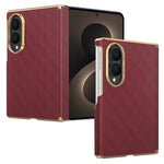 For Samsung Galaxy Z Fold8 Magnetic Case Dual-Axis Hinge Protection Grid Pattern Leather + PC Phone Back Cover
