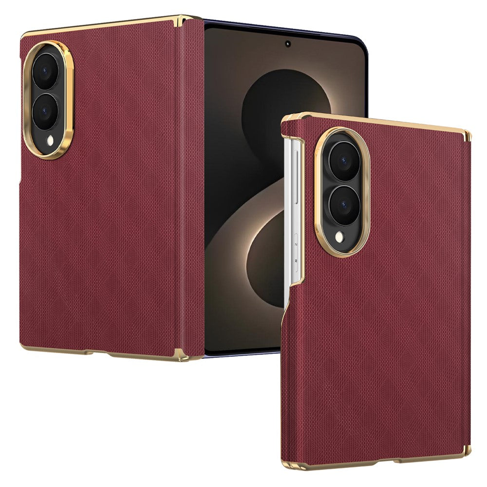 For Samsung Galaxy Z Fold8 Magnetic Case Dual-Axis Hinge Protection Grid Pattern Leather + PC Phone Back Cover