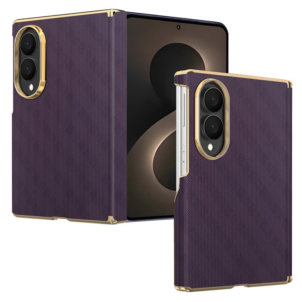 For Samsung Galaxy Z Fold8 Magnetic Case Dual-Axis Hinge Protection Grid Pattern Leather + PC Phone Back Cover