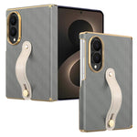 For Samsung Galaxy Z Fold8 Case with Wristband PU Leather + PC Dual-Axis Hinge Protection Phone Cover