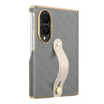 For Samsung Galaxy Z Fold8 Case with Wristband PU Leather + PC Dual-Axis Hinge Protection Phone Cover