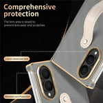 For Samsung Galaxy Z Fold8 Case with Wristband PU Leather + PC Dual-Axis Hinge Protection Phone Cover