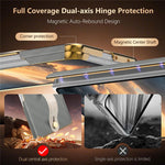 For Samsung Galaxy Z Fold8 Case with Wristband PU Leather + PC Dual-Axis Hinge Protection Phone Cover