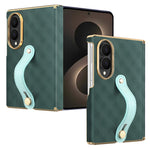 For Samsung Galaxy Z Fold8 Case with Wristband PU Leather + PC Dual-Axis Hinge Protection Phone Cover