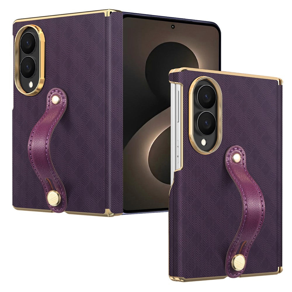 For Samsung Galaxy Z Fold8 Case with Wristband PU Leather + PC Dual-Axis Hinge Protection Phone Cover