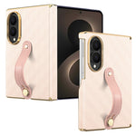 For Samsung Galaxy Z Fold8 Case with Wristband PU Leather + PC Dual-Axis Hinge Protection Phone Cover