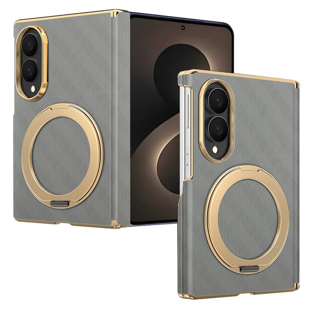 For Samsung Galaxy Z Fold8 Case Magnetic Kickstand Leather + PC Dual-Axis Hinge Protection Phone Cover