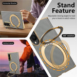 For Samsung Galaxy Z Fold8 Case Magnetic Kickstand Leather + PC Dual-Axis Hinge Protection Phone Cover
