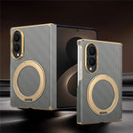 For Samsung Galaxy Z Fold8 Case Magnetic Kickstand Leather + PC Dual-Axis Hinge Protection Phone Cover
