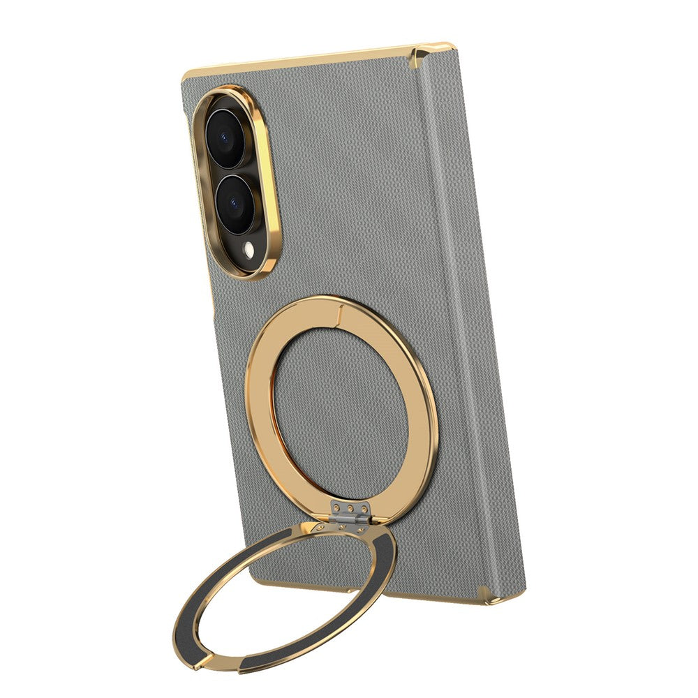For Samsung Galaxy Z Fold8 Case Magnetic Kickstand Leather + PC Dual-Axis Hinge Protection Phone Cover