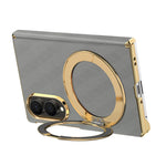 For Samsung Galaxy Z Fold8 Case Magnetic Kickstand Leather + PC Dual-Axis Hinge Protection Phone Cover
