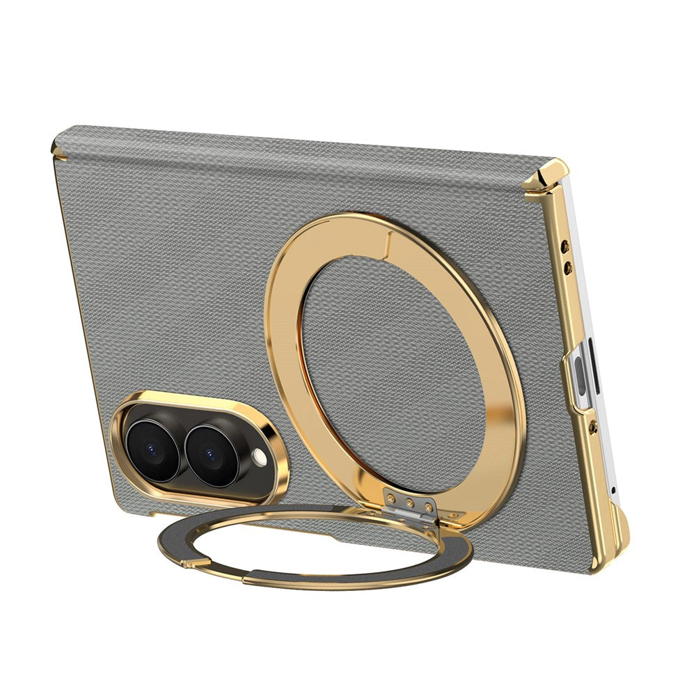 For Samsung Galaxy Z Fold8 Case Magnetic Kickstand Leather + PC Dual-Axis Hinge Protection Phone Cover