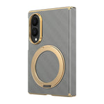 For Samsung Galaxy Z Fold8 Case Magnetic Kickstand Leather + PC Dual-Axis Hinge Protection Phone Cover