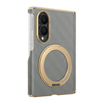 For Samsung Galaxy Z Fold8 Case Magnetic Kickstand Leather + PC Dual-Axis Hinge Protection Phone Cover