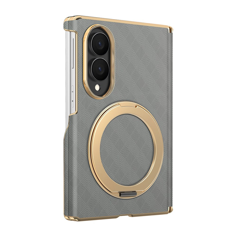 For Samsung Galaxy Z Fold8 Case Magnetic Kickstand Leather + PC Dual-Axis Hinge Protection Phone Cover