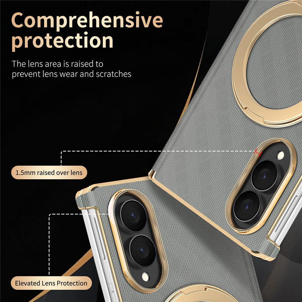 For Samsung Galaxy Z Fold8 Case Magnetic Kickstand Leather + PC Dual-Axis Hinge Protection Phone Cover
