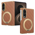 For Samsung Galaxy Z Fold8 Case Magnetic Kickstand Leather + PC Dual-Axis Hinge Protection Phone Cover