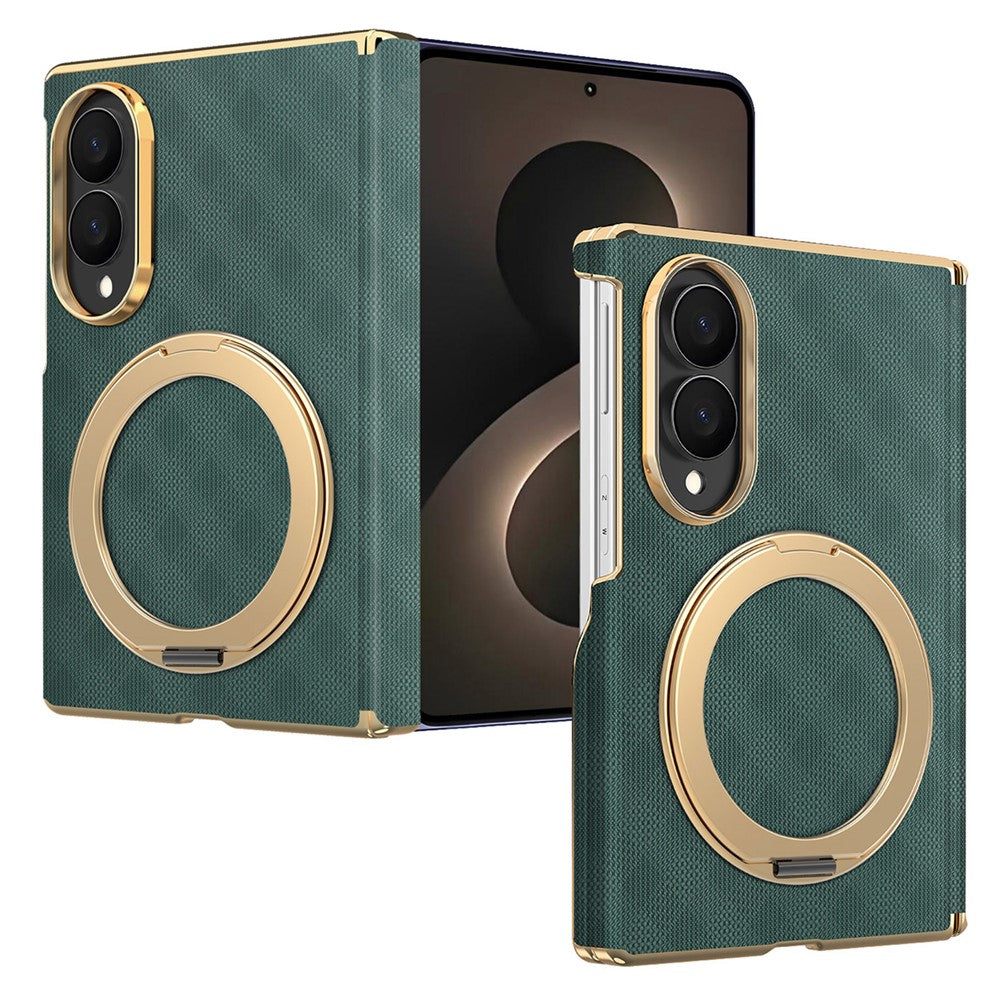 For Samsung Galaxy Z Fold8 Case Magnetic Kickstand Leather + PC Dual-Axis Hinge Protection Phone Cover