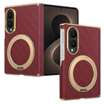 For Samsung Galaxy Z Fold8 Case Magnetic Kickstand Leather + PC Dual-Axis Hinge Protection Phone Cover
