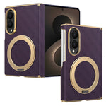 For Samsung Galaxy Z Fold8 Case Magnetic Kickstand Leather + PC Dual-Axis Hinge Protection Phone Cover