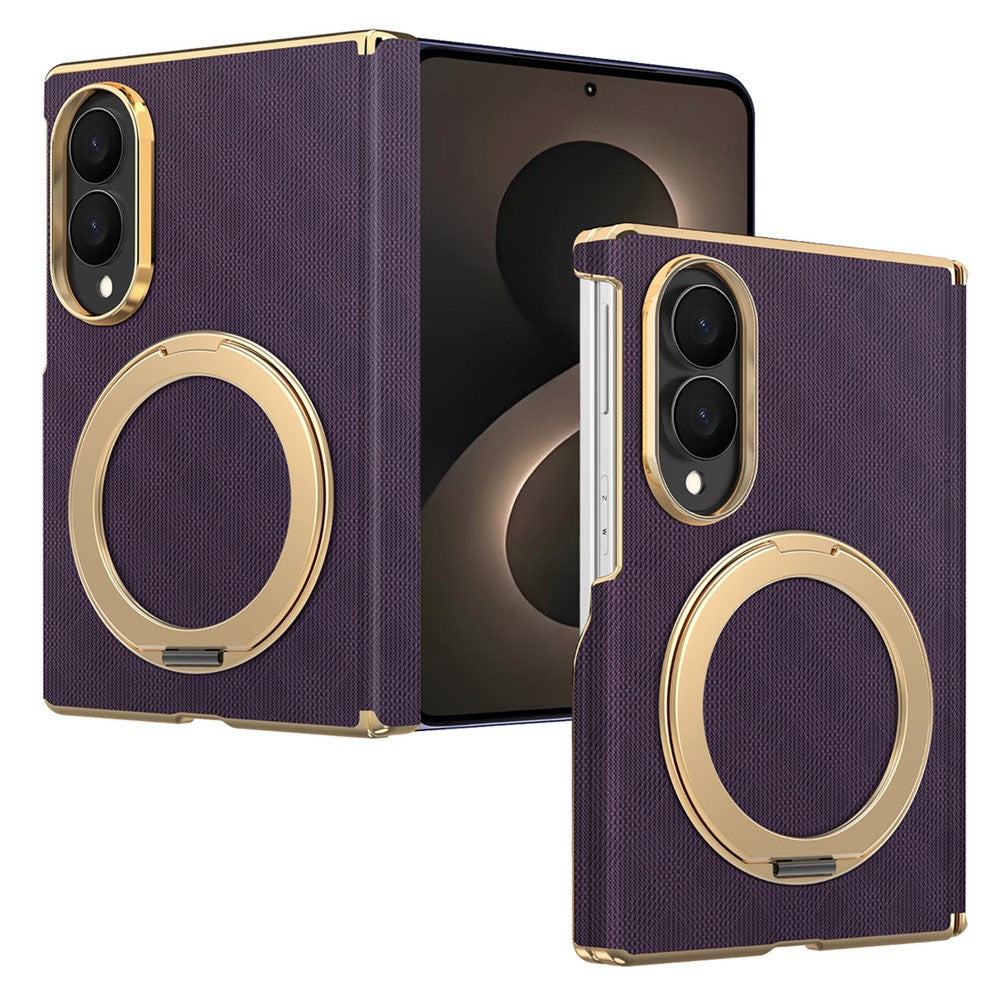 For Samsung Galaxy Z Fold8 Case Magnetic Kickstand Leather + PC Dual-Axis Hinge Protection Phone Cover