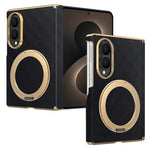 For Samsung Galaxy Z Fold8 Case Magnetic Kickstand Leather + PC Dual-Axis Hinge Protection Phone Cover