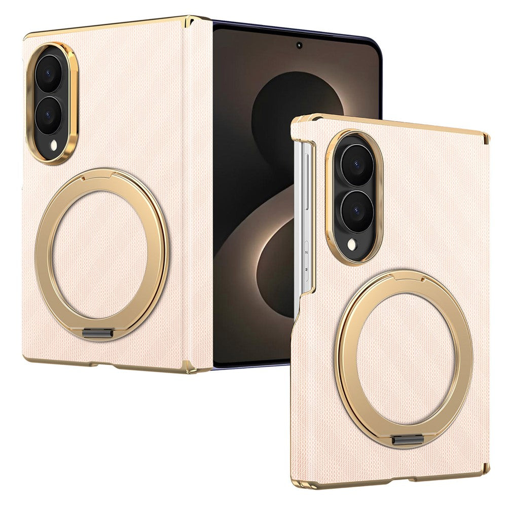 For Samsung Galaxy Z Fold8 Case Magnetic Kickstand Leather + PC Dual-Axis Hinge Protection Phone Cover