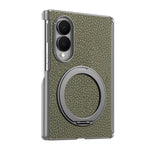 For Samsung Galaxy Z Fold8 Magnetic Case Litchi Texture Leather Phone Cover with 360 Rotating Ring Kickstand