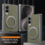 For Samsung Galaxy Z Fold8 Magnetic Case Litchi Texture Leather Phone Cover with 360 Rotating Ring Kickstand