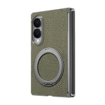 For Samsung Galaxy Z Fold8 Magnetic Case Litchi Texture Leather Phone Cover with 360 Rotating Ring Kickstand