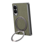 For Samsung Galaxy Z Fold8 Magnetic Case Litchi Texture Leather Phone Cover with 360 Rotating Ring Kickstand