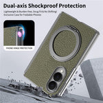 For Samsung Galaxy Z Fold8 Magnetic Case Litchi Texture Leather Phone Cover with 360 Rotating Ring Kickstand