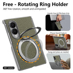 For Samsung Galaxy Z Fold8 Magnetic Case Litchi Texture Leather Phone Cover with 360 Rotating Ring Kickstand