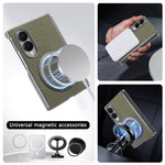 For Samsung Galaxy Z Fold8 Magnetic Case Litchi Texture Leather Phone Cover with 360 Rotating Ring Kickstand
